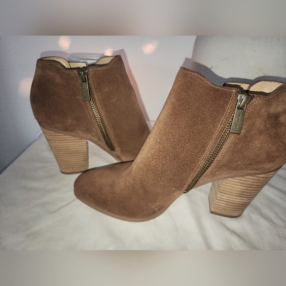 Michael Kors Suede Brown High Heel Ankle Boots Side Zip Sz 9 M Womens - Picture 6 of 11